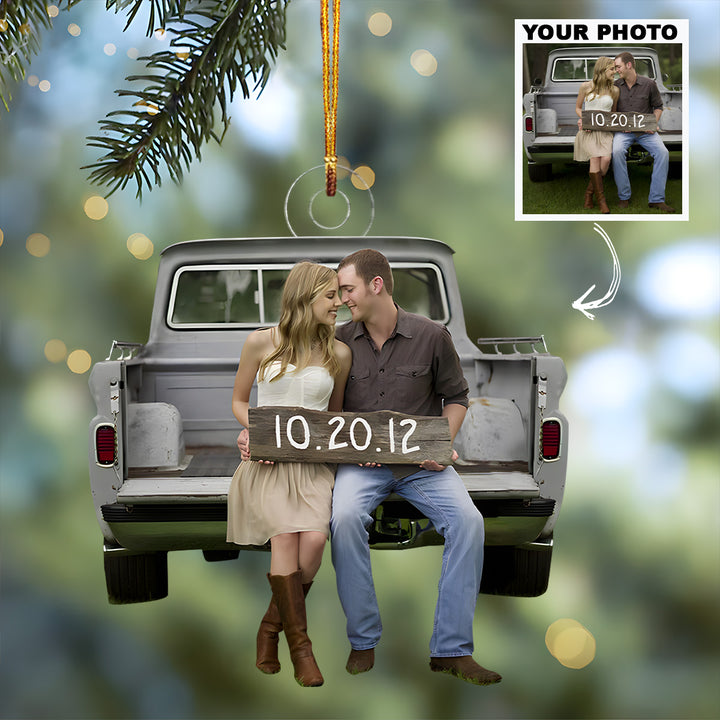 Customized Photo Ornament Couple Photo - Personalized Photo Mica Ornament - Christmas Gift For Family Members, Wife, Husband, Girlfriend, Boyfriend