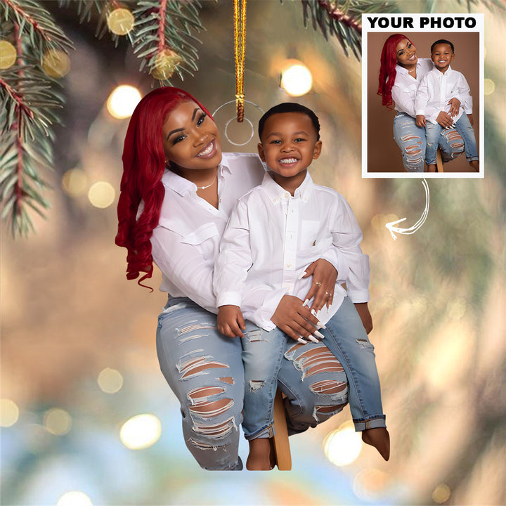 Customized Photo Ornament Christmas Matching Outfit - Personalized Photo Mica Ornament - Christmas Gift For Family Members