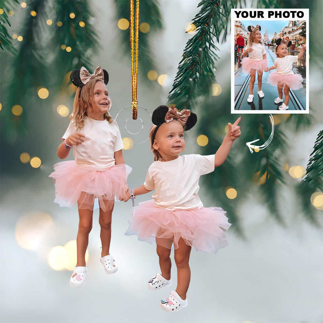 Customized Photo Ornament Family Trip - Personalized Photo Mica Ornament