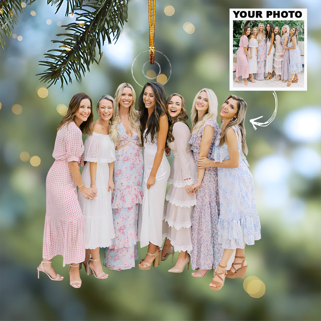 Customized Photo Ornament Family Besties Special Moments - Personalized Photo Mica Ornament - Christmas Gift For Friends, Besties