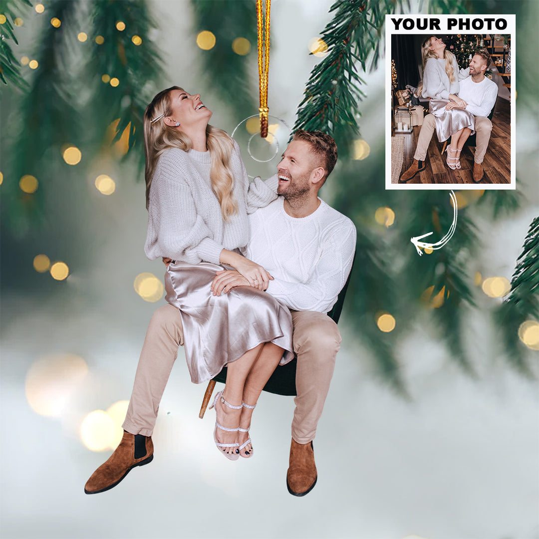 Customized Photo Ornament Couple, Family Christmas - Personalized Photo Mica Ornament