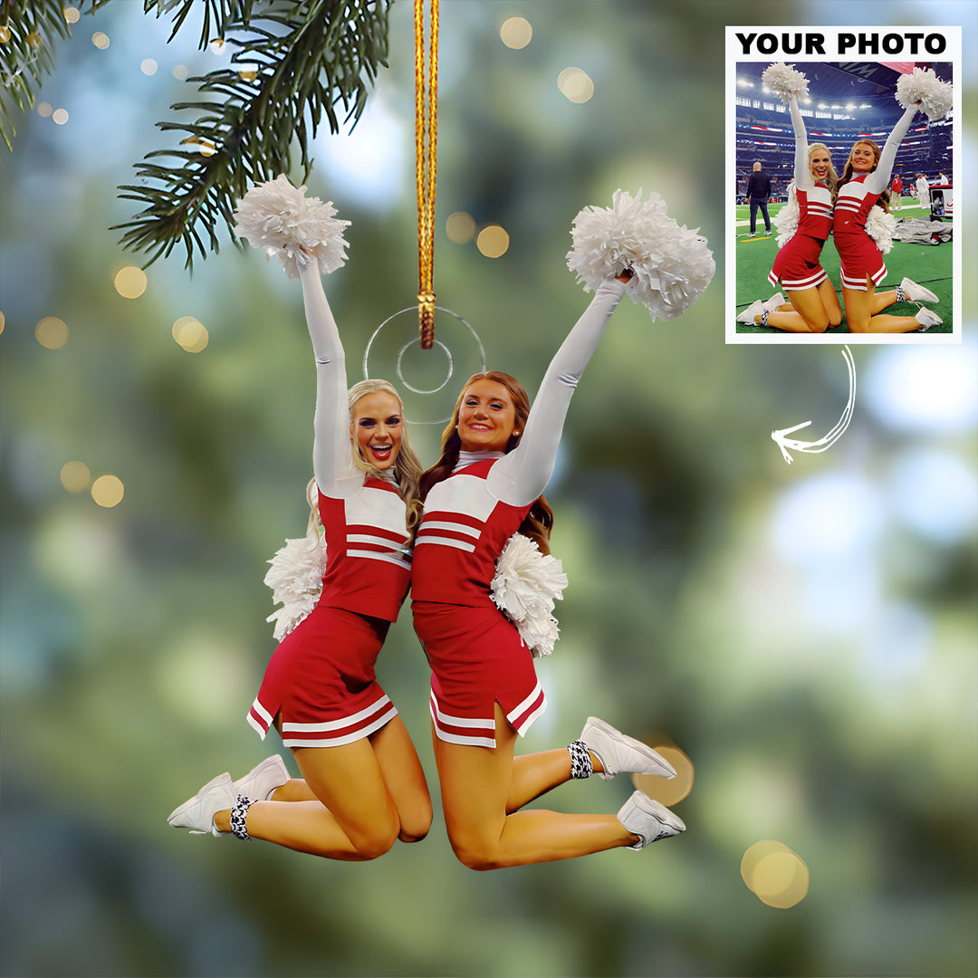 Customized Photo Ornament Cheerleader Moments - Personalized Photo Mica Ornament - Christmas Gift For Cheerleaders, Family Members, Friends