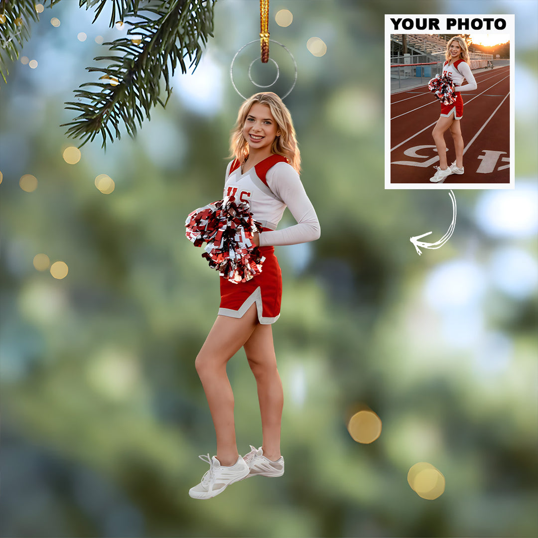 Customized Photo Ornament Cheerleader Moments - Personalized Photo Mica Ornament - Christmas Gift For Cheerleaders, Family Members, Friends
