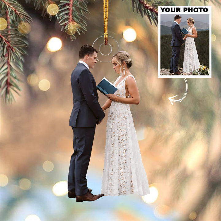 Wedding Vow Moments - Personalized Photo Mica Ornament - Christmas, Wedding Gift For Couple, Married Couple
