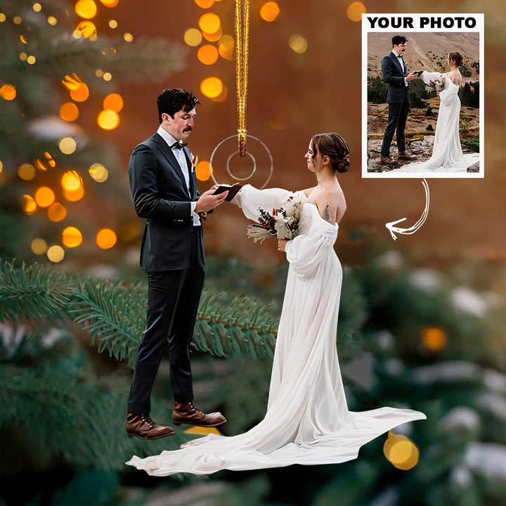 Wedding Vow Moments - Personalized Photo Mica Ornament - Christmas, Wedding Gift For Couple, Married Couple