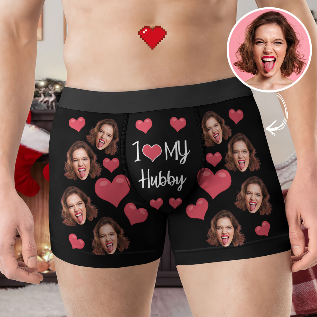 I Love My Hubby - Personalized Custom Men's Boxer Briefs - Gift For Couple, Boyfriend, Husband