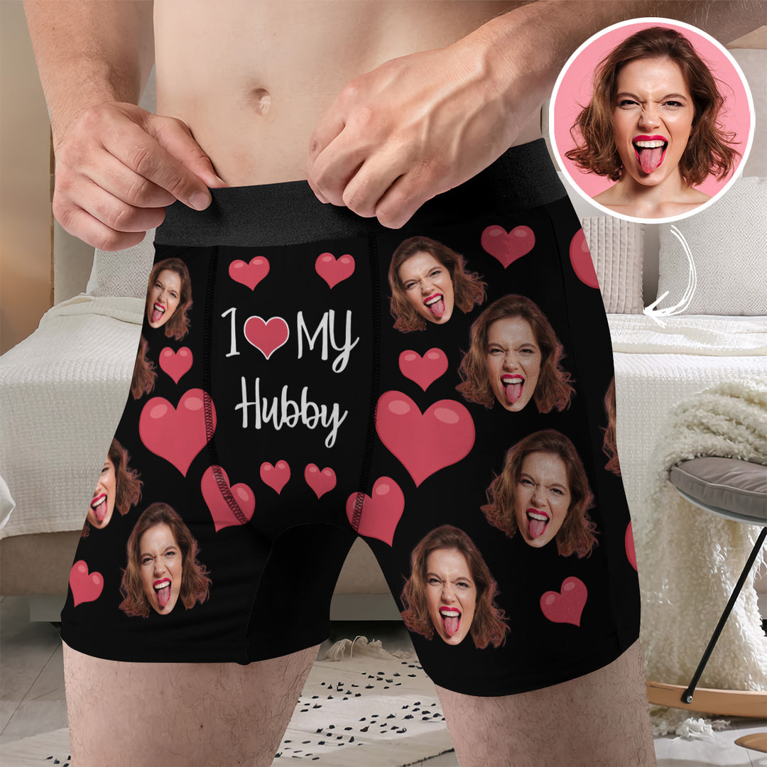 I Love My Hubby - Personalized Custom Men's Boxer Briefs - Gift For Couple, Boyfriend, Husband