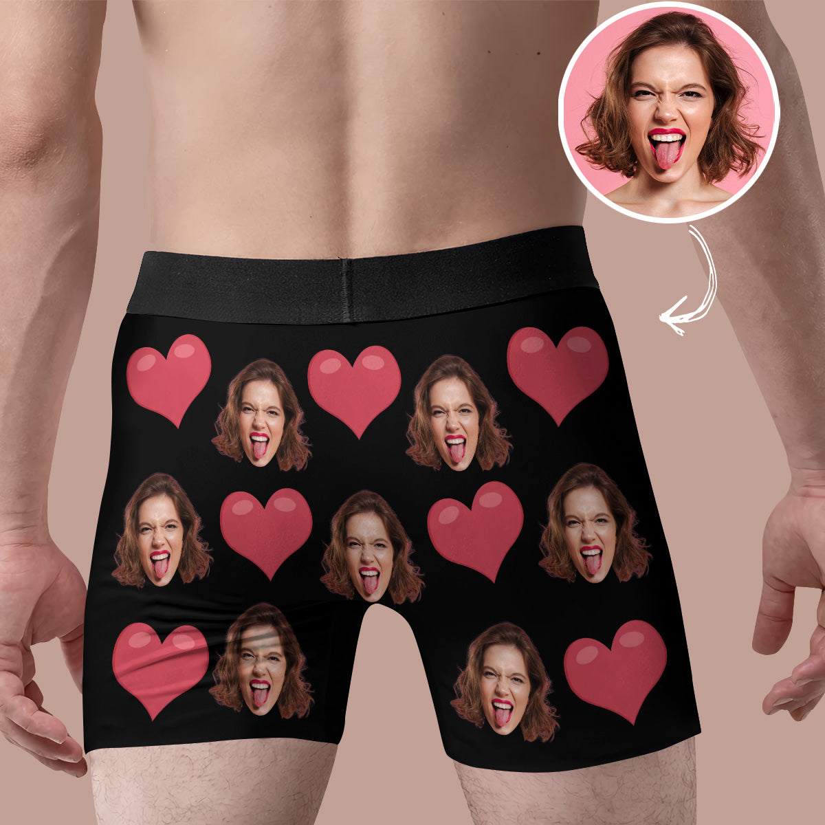 Personalized Face Photo Underwear for Men, i Love My Wife Men's Boxer Briefs,  Custom Photo Underwear, Valentines Gift for Him, Husband 