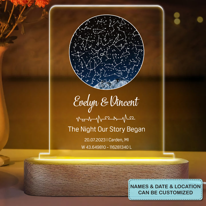 The Night Our Story Began Constellation Star Map - Personalized Custom Acrylic LED Night Light - Gift For Couple, Husband, Wife