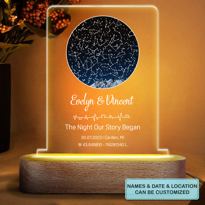 The Night Our Story Began Constellation Star Map - Personalized Custom Acrylic LED Night Light - Gift For Couple, Husband, Wife