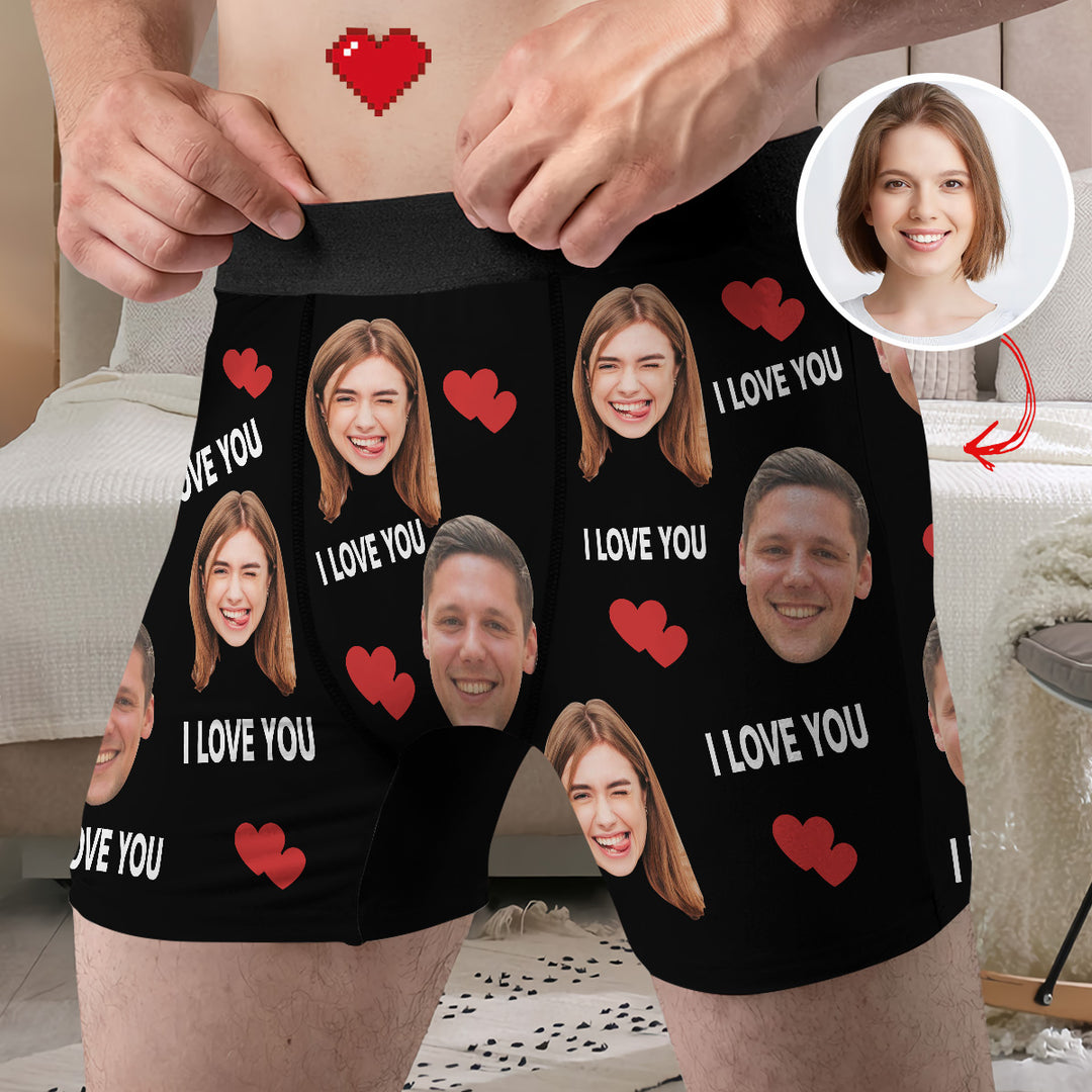 I Love You - Personalized Custom Men's Boxer Briefs - Gift For Couple, Boyfriend, Husband