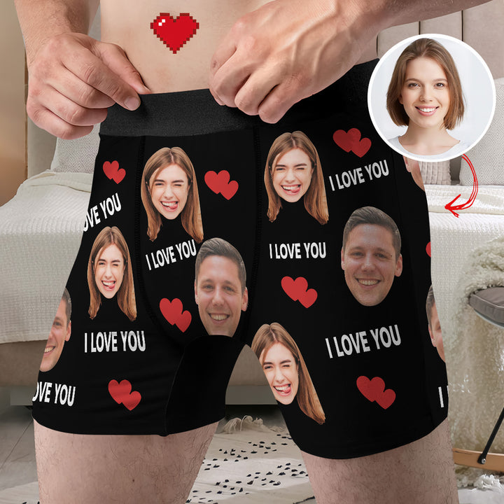 I Love You - Personalized Custom Men's Boxer Briefs - Gift For Couple, Boyfriend, Husband