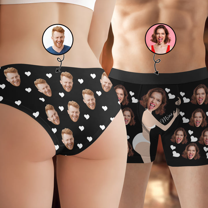 All Mine - Personalized Custom Couple Matching Briefs - Gift For Couple, Boyfriend, Girlfriend, Wife, Husband