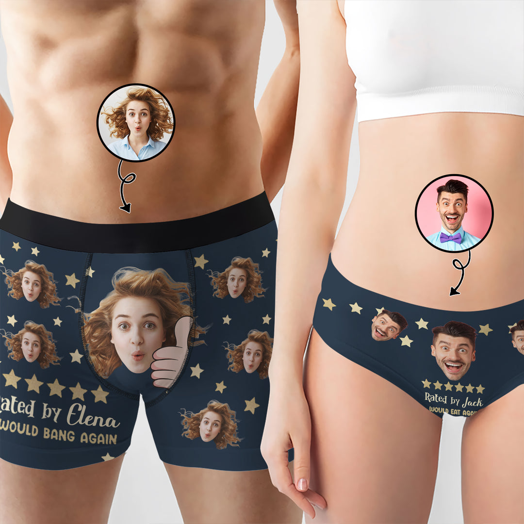 Rated by - Personalized Custom Couple Matching Briefs - Gift For Couple, Boyfriend, Girlfriend, Wife, Husband
