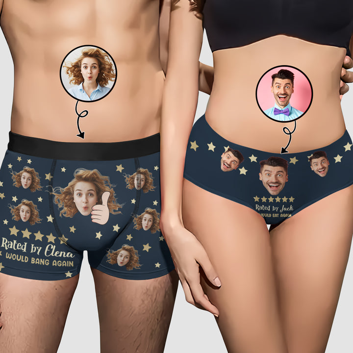 Rated by - Personalized Custom Couple Matching Briefs - Gift For Couple, Boyfriend, Girlfriend, Wife, Husband