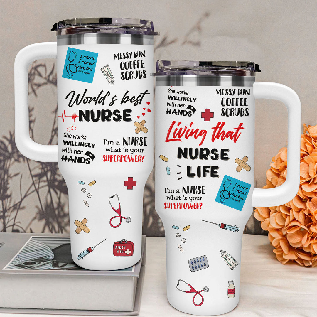 World's Best Nurse - Tumbler With Handle - Gift For Nurses NCU0HD006