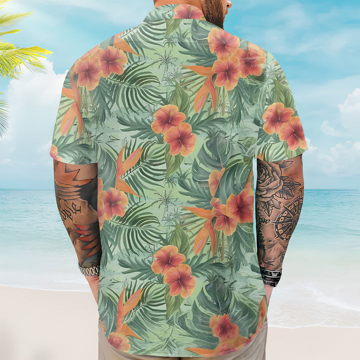 Aloha Funny Abs With Tropical Flowers - Personalized Custom Hawaiian Shirt