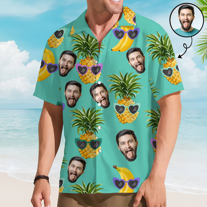 Pinapple With Sunglasses Pattern - Personalized Custom Unisex Hawaiian Shirt