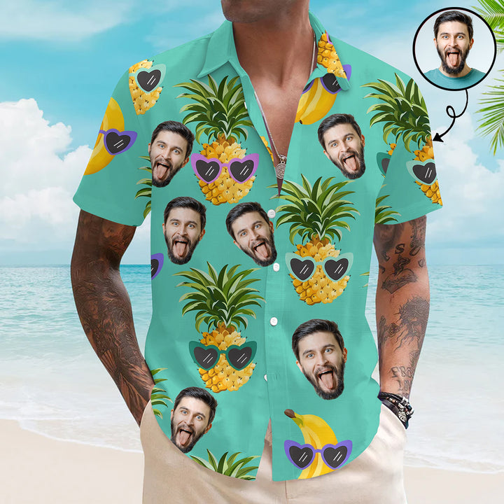 Pinapple With Sunglasses Pattern - Personalized Custom Unisex Hawaiian Shirt