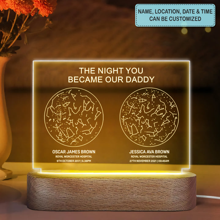 The Night You Become My Dad - Personalized Custom Acrylic LED Night Light - Father's Day, Gift For Dad, Family Members