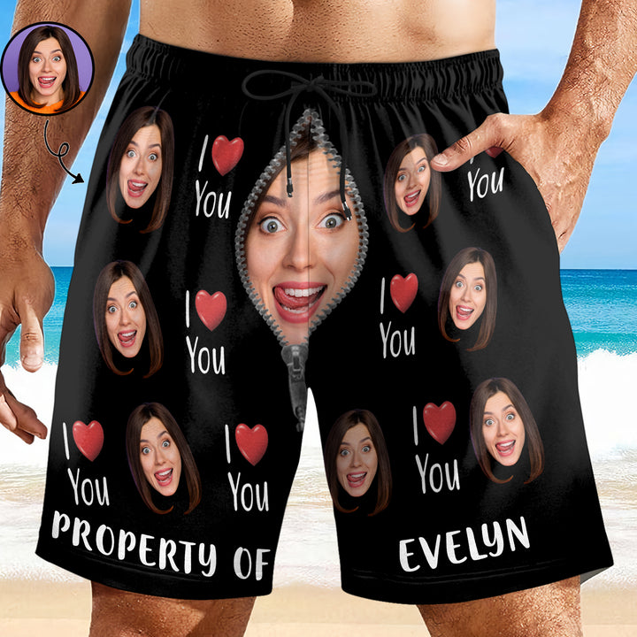 Property Of My Wife - Personalized Unisex Man Beach Shorts - Gift For Couple