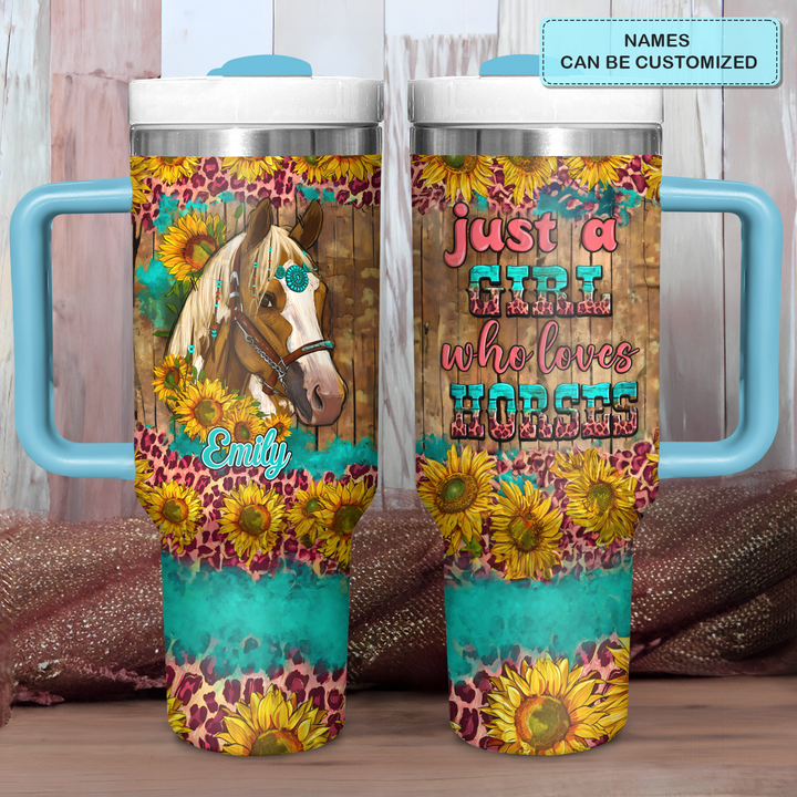 Who Loves Horses - Personalized CustomTumbler with Handle - NCU0DK024