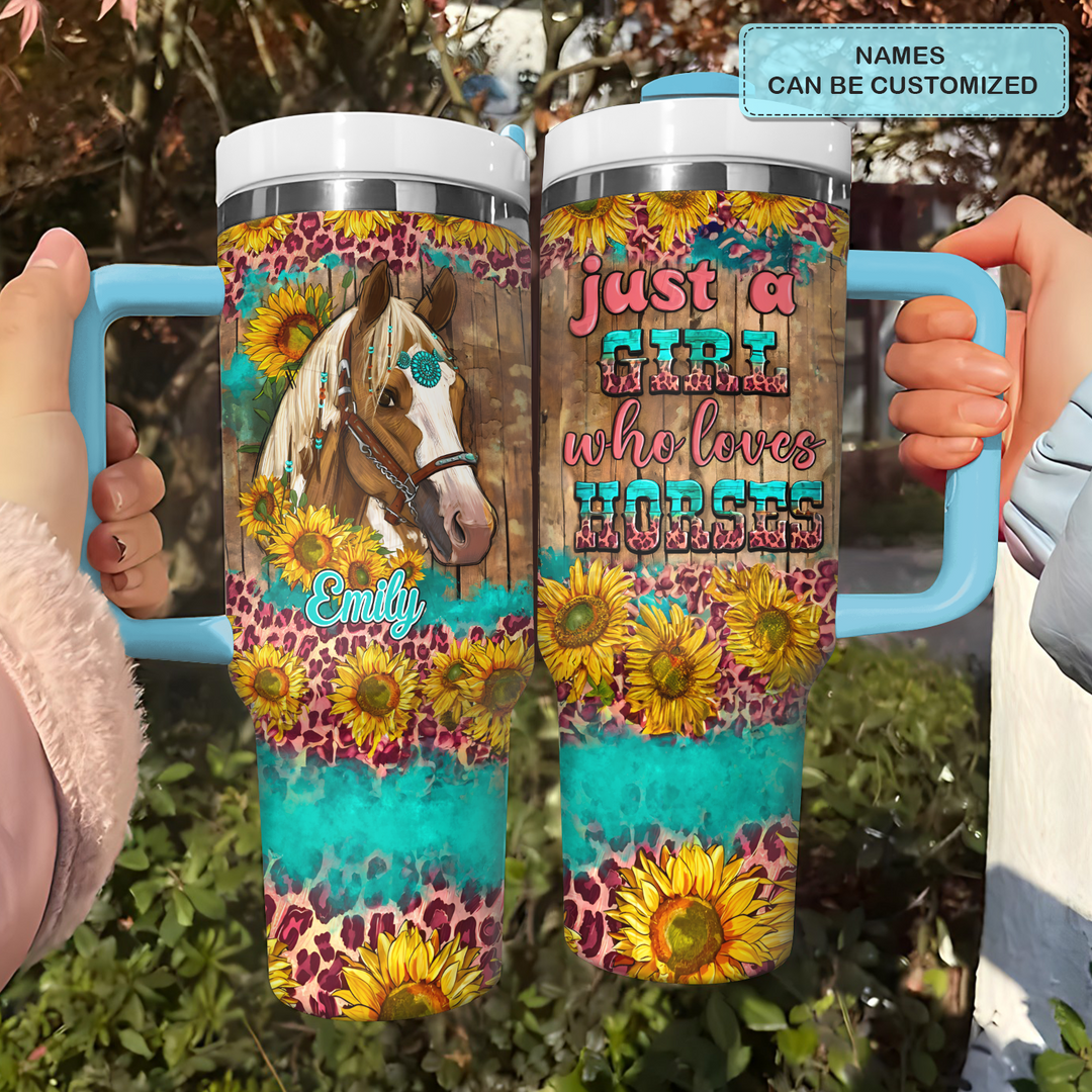 Who Loves Horses - Personalized CustomTumbler with Handle - NCU0DK024
