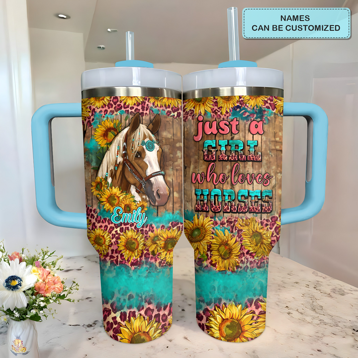 Who Loves Horses - Personalized CustomTumbler with Handle - NCU0DK024