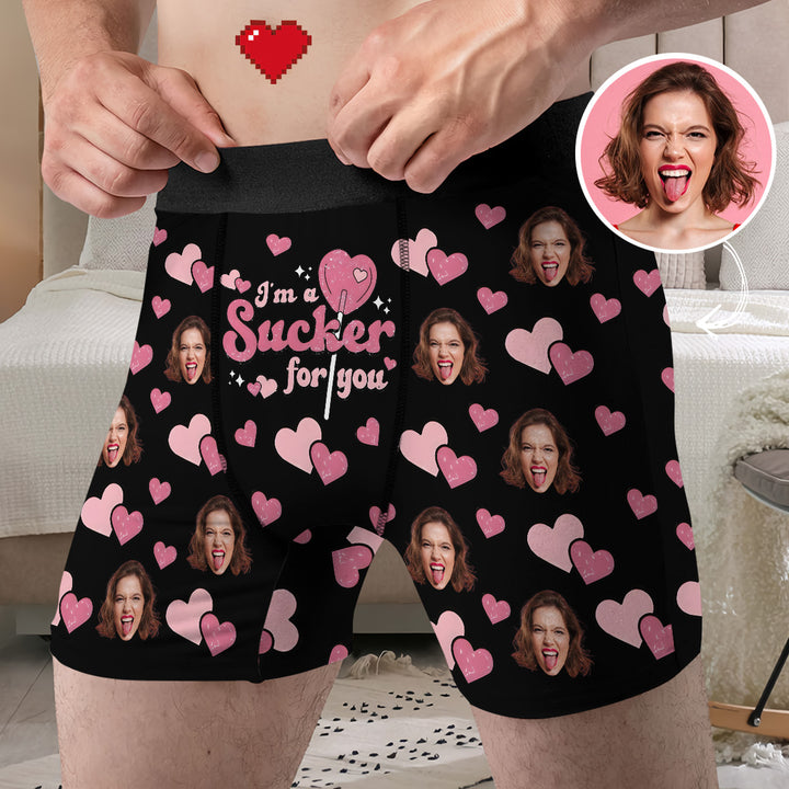 I'm A Sucker For You - Personalized Custom Men's Boxer Briefs - Gift For Couple, Boyfriend, Husband