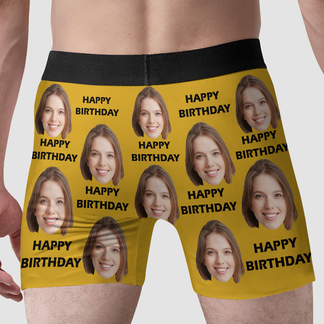 Happy Birthday My Love - Personalized Custom Men's Boxer Briefs - Gift For Couple, Boyfriend, Husband