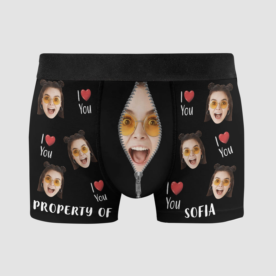 Property Of Girlfriend - Personalized Custom Men's Boxer Briefs - Gift For Couple