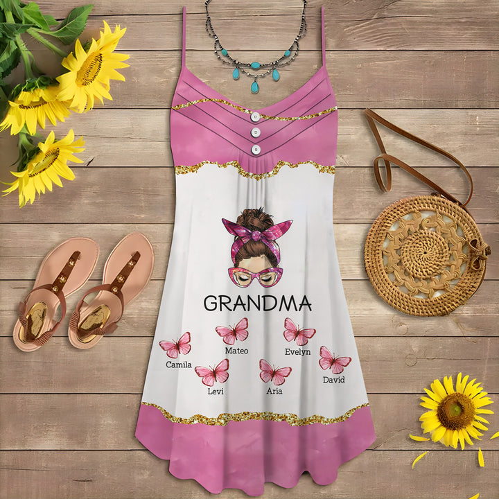 Pink Themed Messy Bun - Personalized Custom Summer Dress - Mother's Day Gift