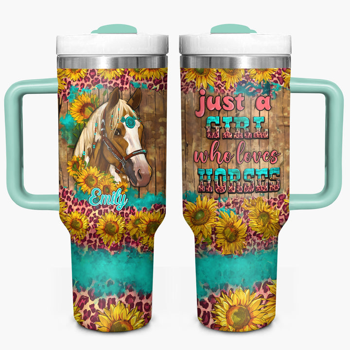 Who Loves Horses - Personalized CustomTumbler with Handle - NCU0DK024