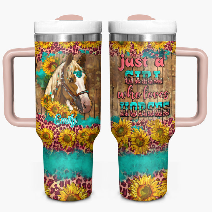 Who Loves Horses - Personalized CustomTumbler with Handle - NCU0DK024