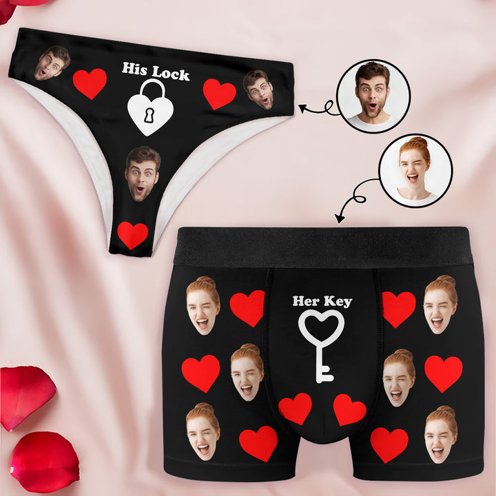 Lock And Key - Personalized Custom Couple Matching Briefs - Gift For Couple, Boyfriend, Girlfriend, Wife, Husband