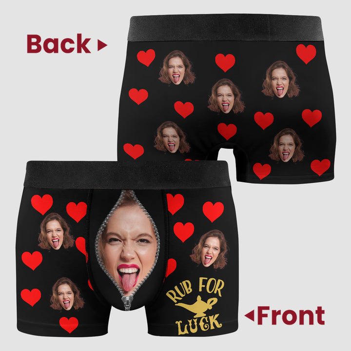 Rub For Luck - Personalized Custom Men's Boxer Briefs - Gift For Couple, Boyfriend, Husband