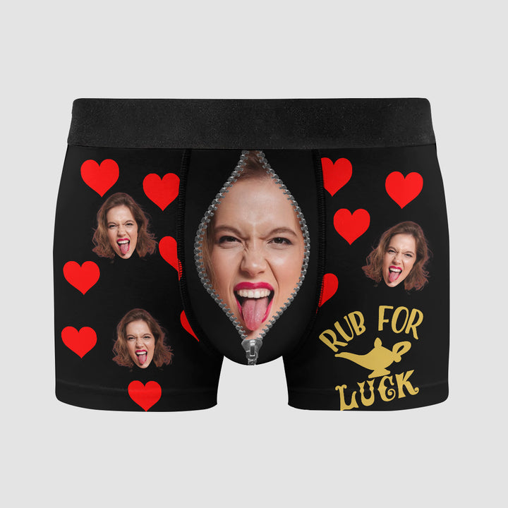 Rub For Luck - Personalized Custom Men's Boxer Briefs - Gift For Couple, Boyfriend, Husband