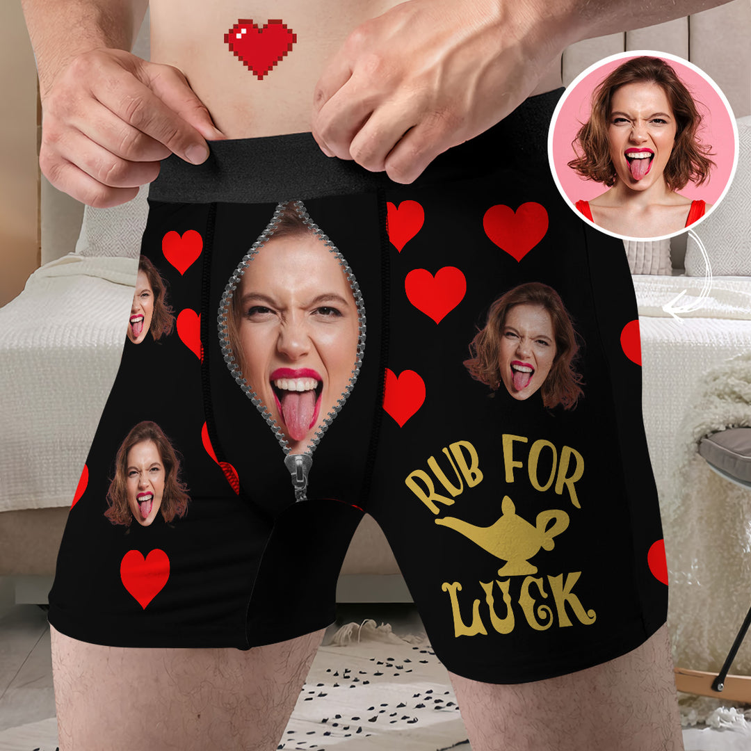 Rub For Luck - Personalized Custom Men's Boxer Briefs - Gift For Couple, Boyfriend, Husband