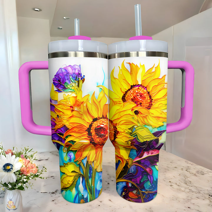 Sparkling Sunflowers - Tumbler with Handle - Gift For Sunflower Lovers - NCU0DV046