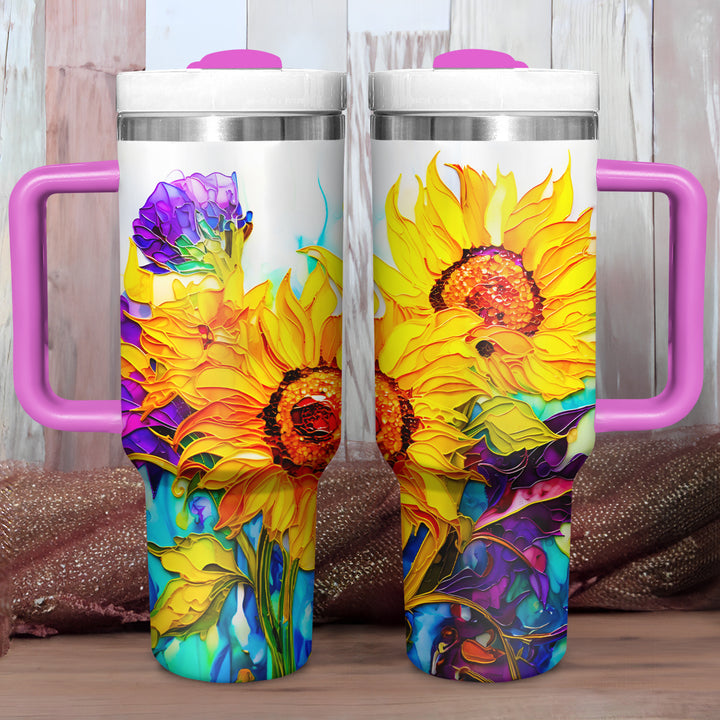 Sparkling Sunflowers - Tumbler with Handle - Gift For Sunflower Lovers - NCU0DV046
