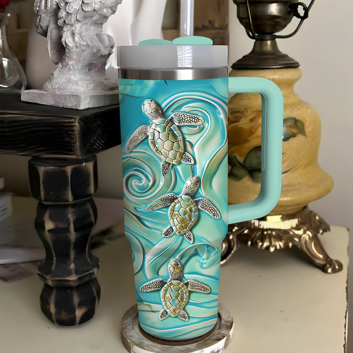 Amazing 3D Baby Turtles - Tumbler with Handle - Gift For Turtle Lovers - NCU0DV036