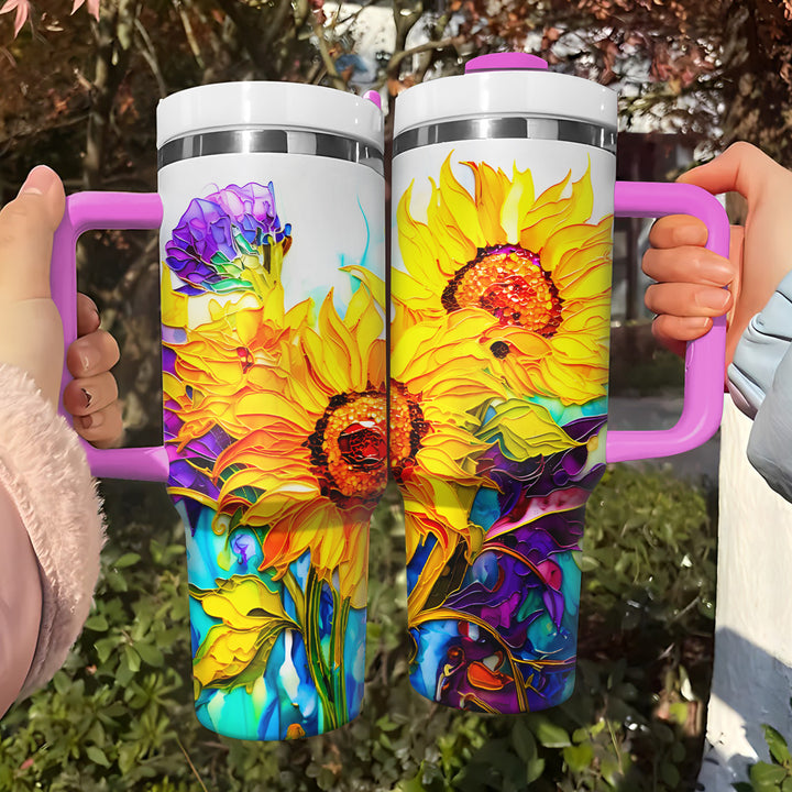 Sparkling Sunflowers - Tumbler with Handle - Gift For Sunflower Lovers - NCU0DV046