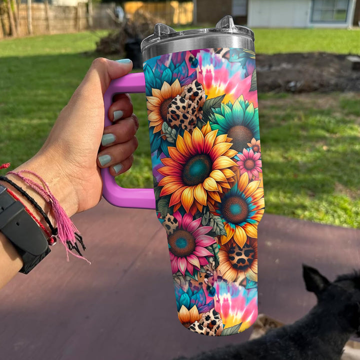 Vibrant Sunflower - Tumbler with Handle - Gift For Sunflower Lovers - NCU0DV044