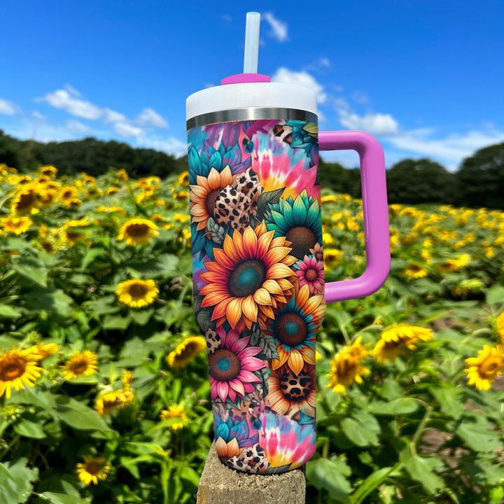 Vibrant Sunflower - Tumbler with Handle - Gift For Sunflower Lovers - NCU0DV044