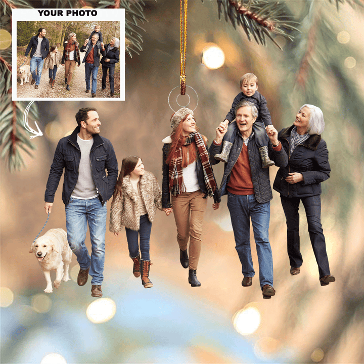 Love Builds A Happy Home - Personalized Photo Mica Ornament - Christmas Gift For Grandma, Grandpa, Family Members