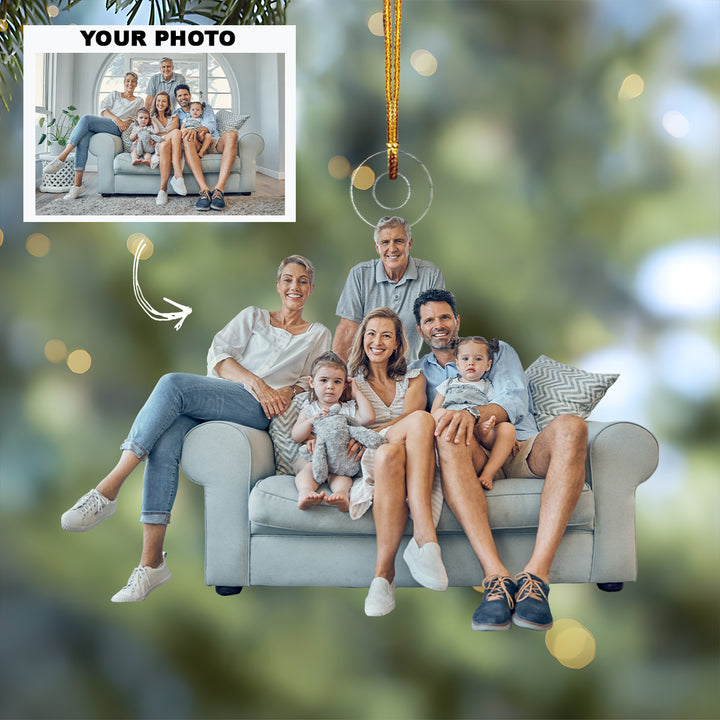 Love Builds A Happy Home - Personalized Photo Mica Ornament - Christmas Gift For Grandma, Grandpa, Family Members