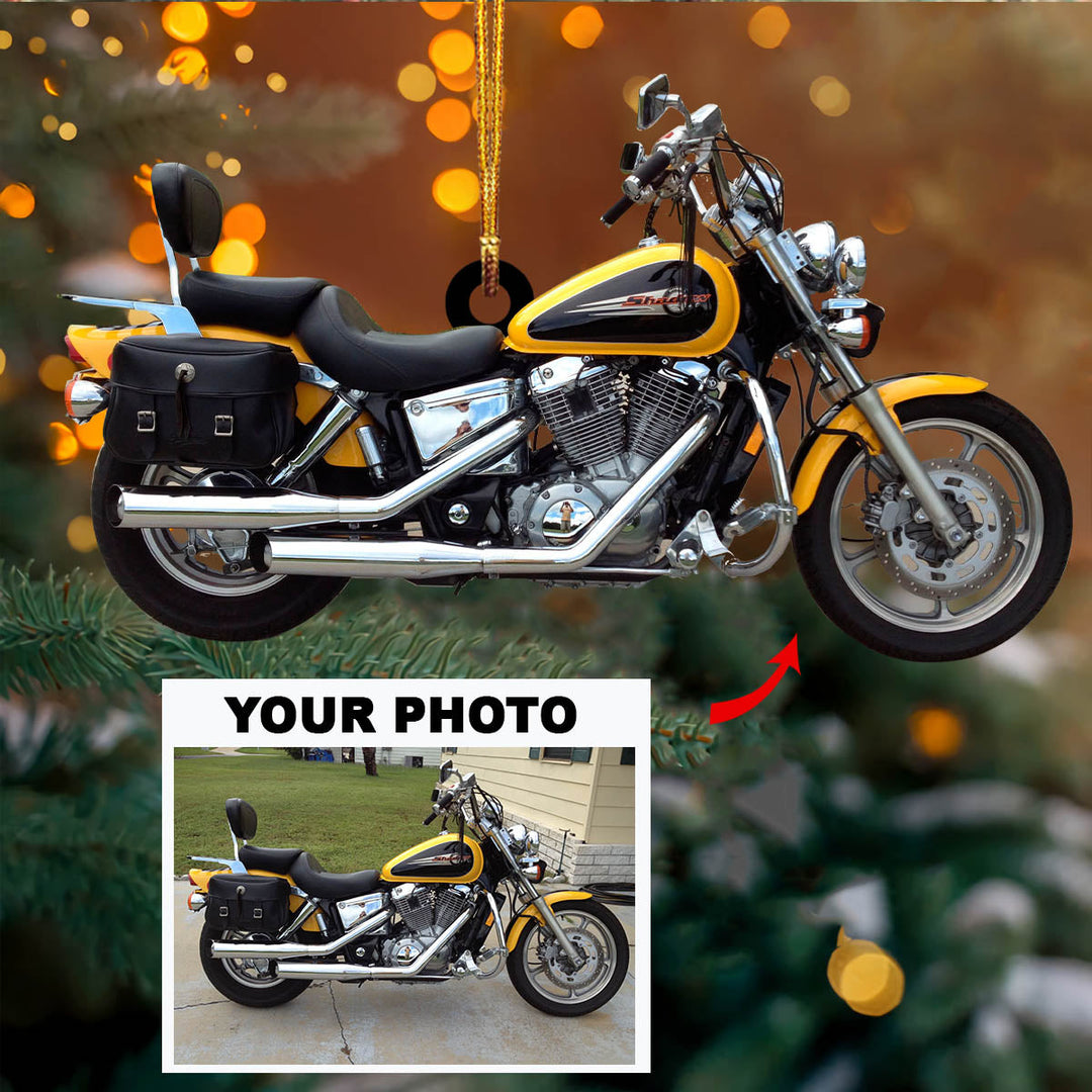 Personalized Photo Mica Ornament - Gift for Bikers - Custom Motorcycle Photo ARNO0012