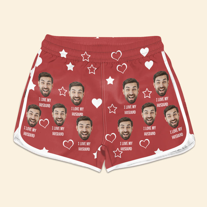 I Love My Husband Custom Photo - Personalized Custom Woman Beach Shorts