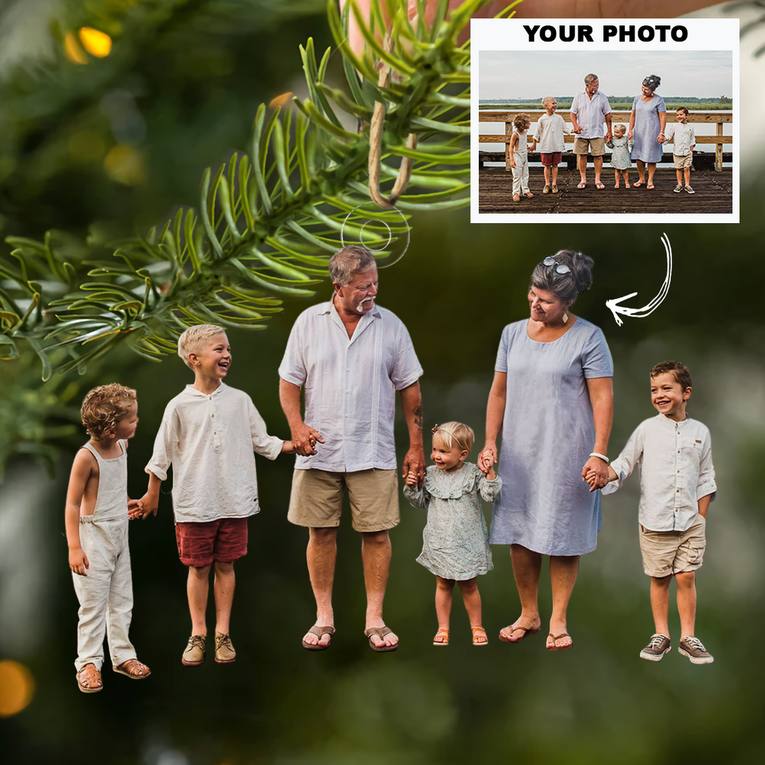 Our Grandkids - Personalized Photo Mica Ornament - Customized Your Photo Ornament - Christmas Gift For Grandma, Grandpa, Family Members