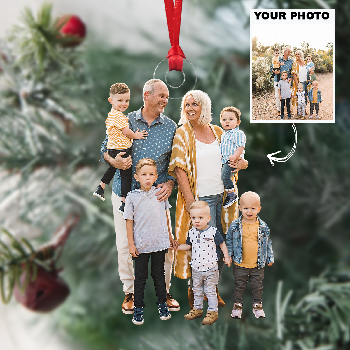 Our Grandkids - Personalized Photo Mica Ornament - Customized Your Photo Ornament - Christmas Gift For Grandma, Grandpa, Family Members